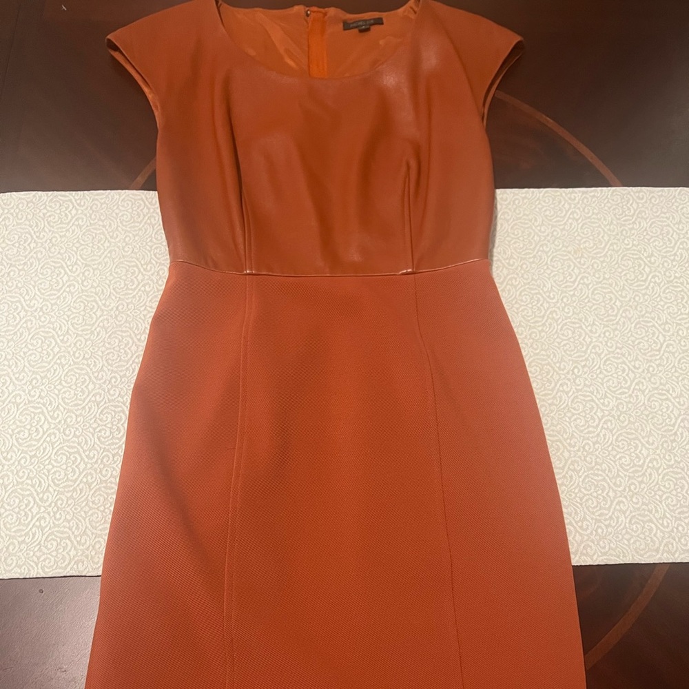 Rachel Zoe DRESS Lamb LeatherCap Short Sleeve- Women’s Size 6 Orange